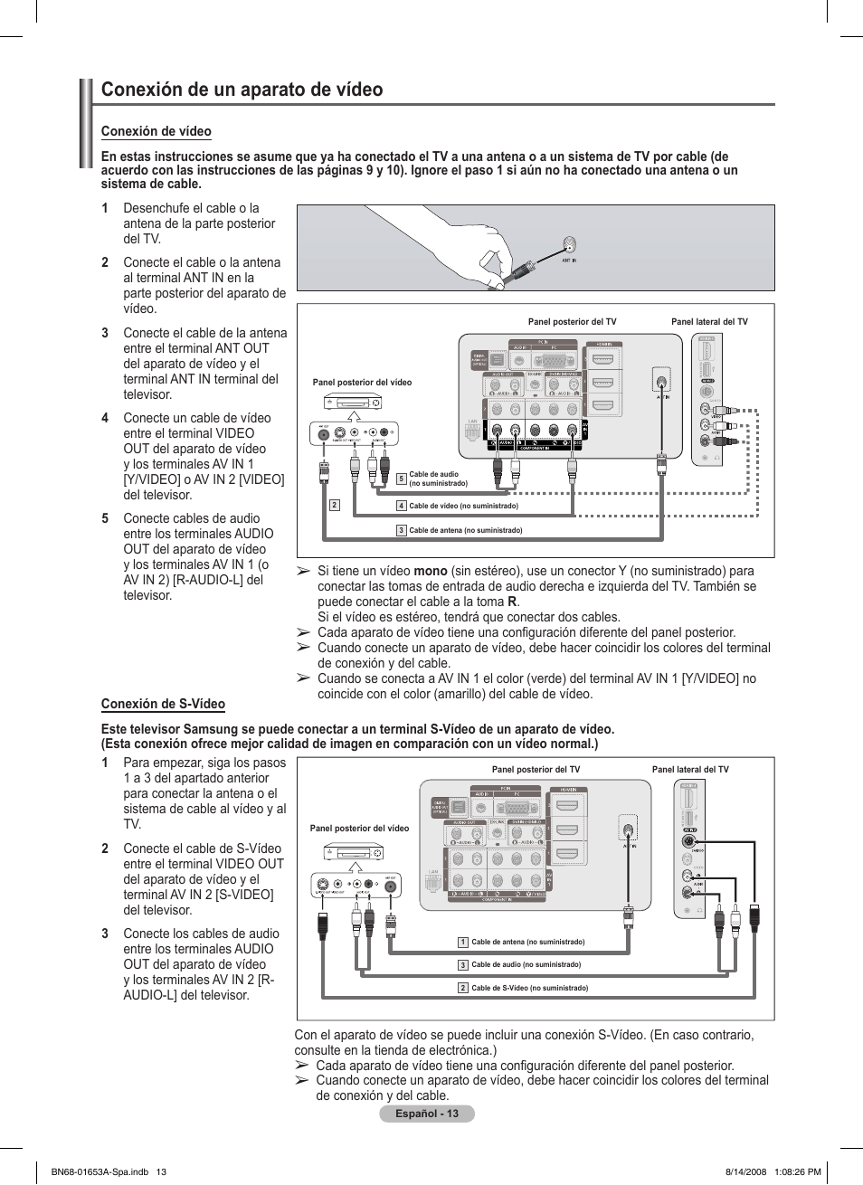 Conexión de un aparato de vídeo | Samsung PN63A760T1FXZA User Manual | Page 157 / 282