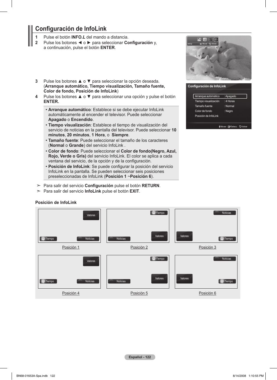 Configuración de infolink | Samsung PN63A760T1FXZA User Manual | Page 266 / 282