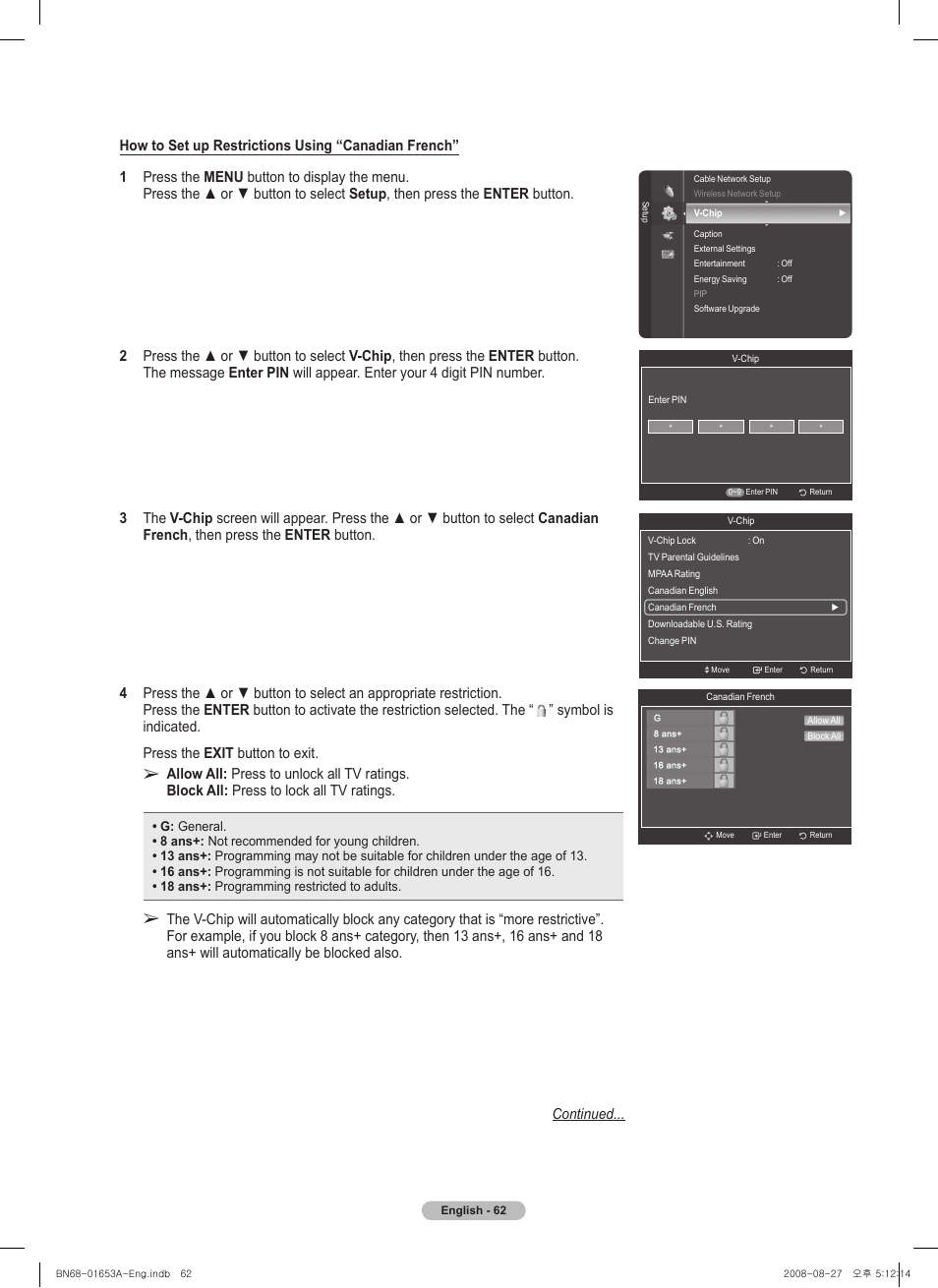 Samsung PN63A760T1FXZA User Manual | Page 62 / 282
