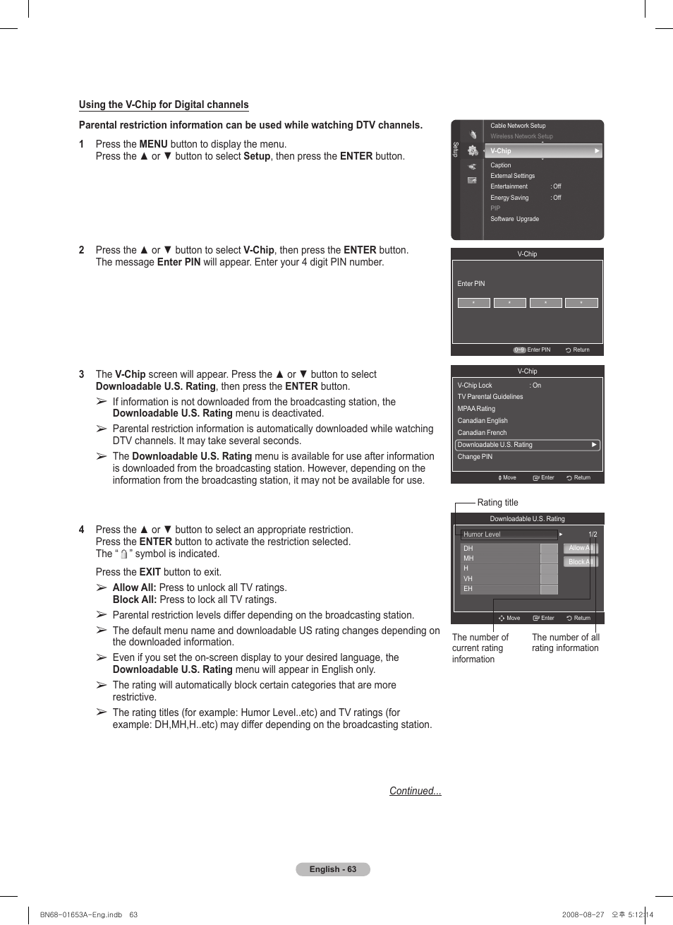 Samsung PN63A760T1FXZA User Manual | Page 63 / 282