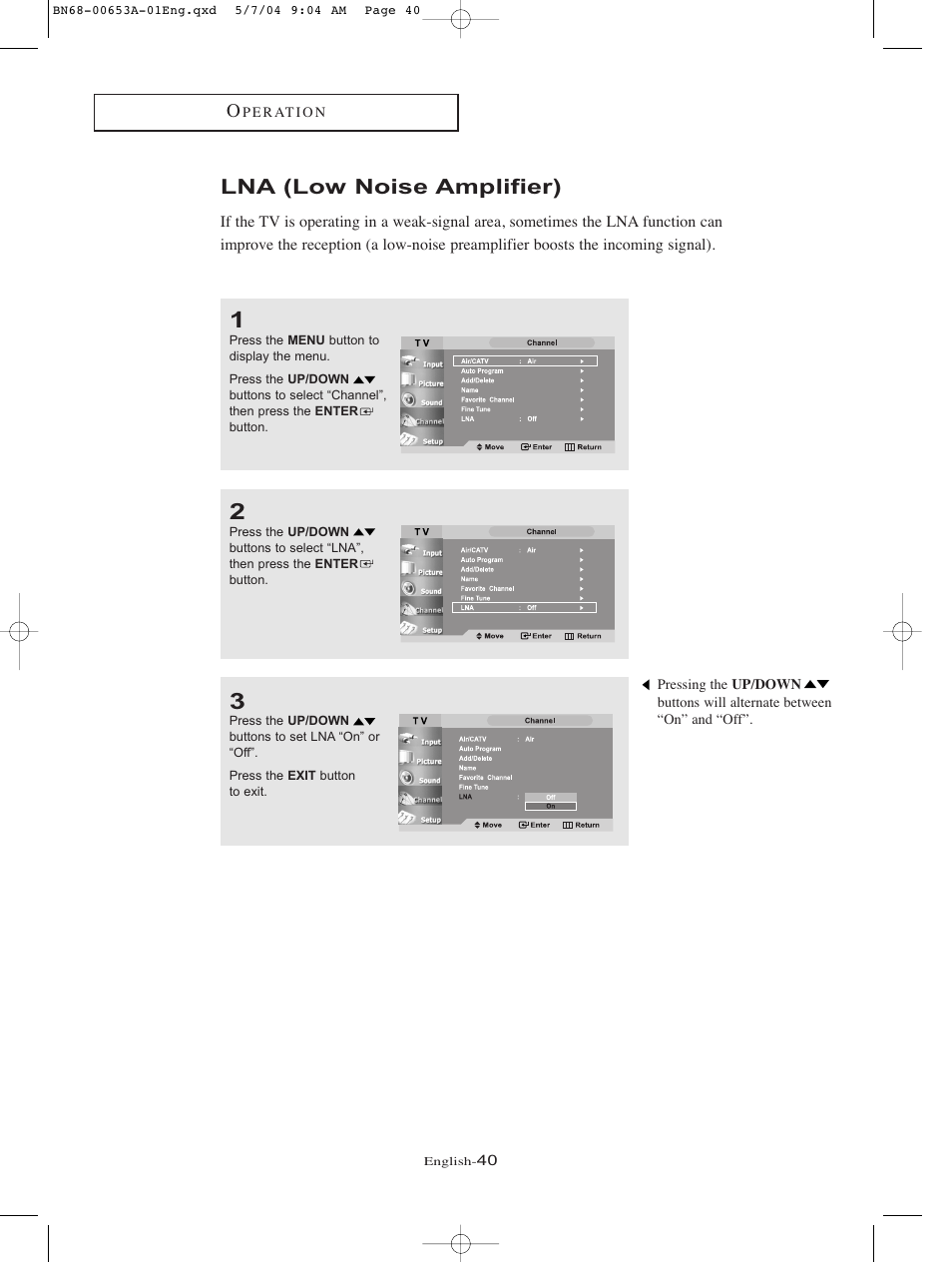 Lna (low noise amplifier) | Samsung LTP326WX-XAC User Manual | Page 43 / 90