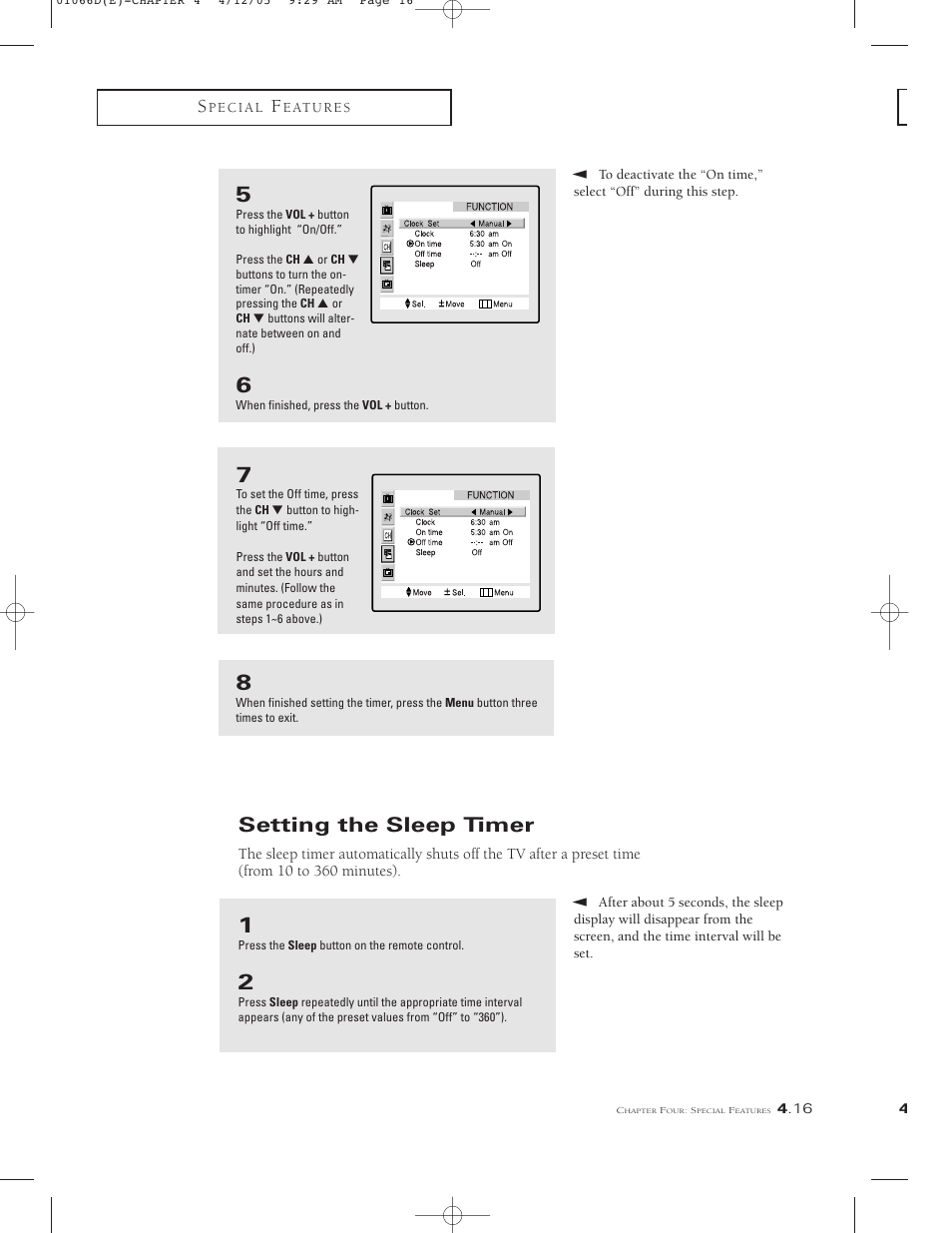Setting the sleep timer | Samsung TSK3092WFX-XAA User Manual | Page 55 / 65