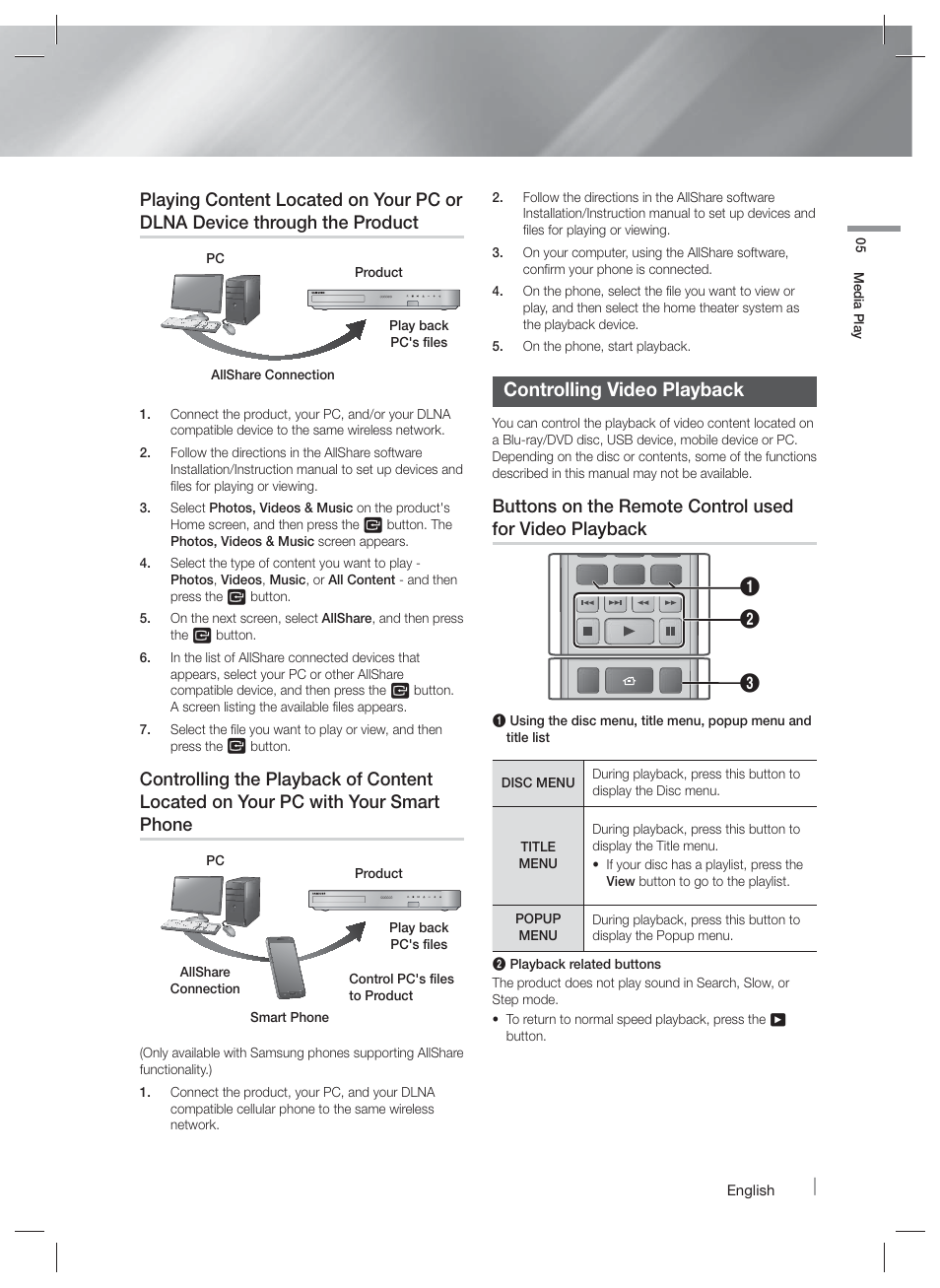 Controlling video playback | Samsung HT-F6500W-ZA User Manual | Page 31 / 58
