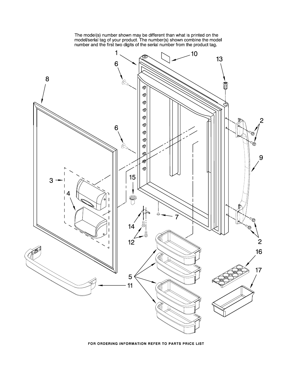 Refrigerator door, Refrigerator door parts | Amana ABB2222FEQ11 User Manual | Page 7 / 15