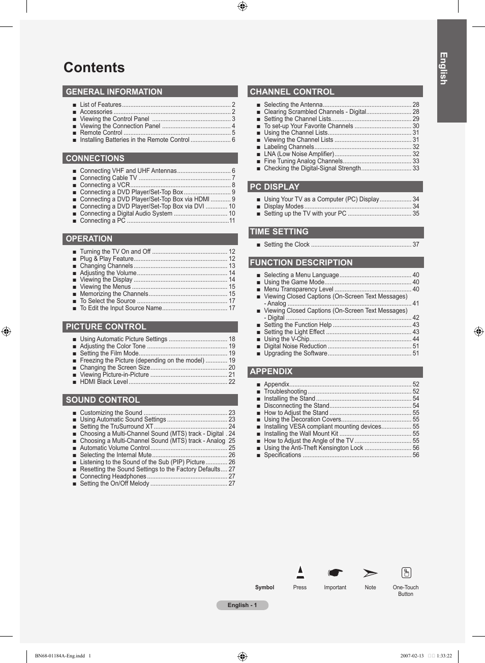 Samsung LNT1954HX-XAA User Manual | Page 3 / 116