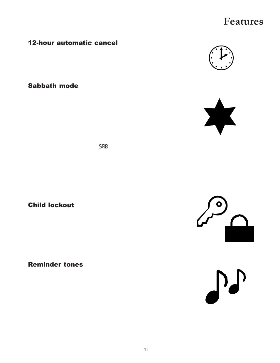 Features | Amana Electric Smoothtop Range ACF4255A User Manual | Page 11 / 32