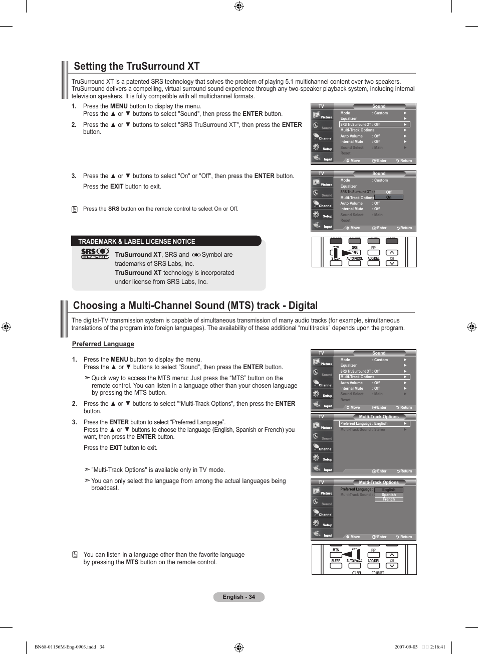 Setting the trusurround xt | Samsung LNT3753HX-XAA User Manual | Page 36 / 139