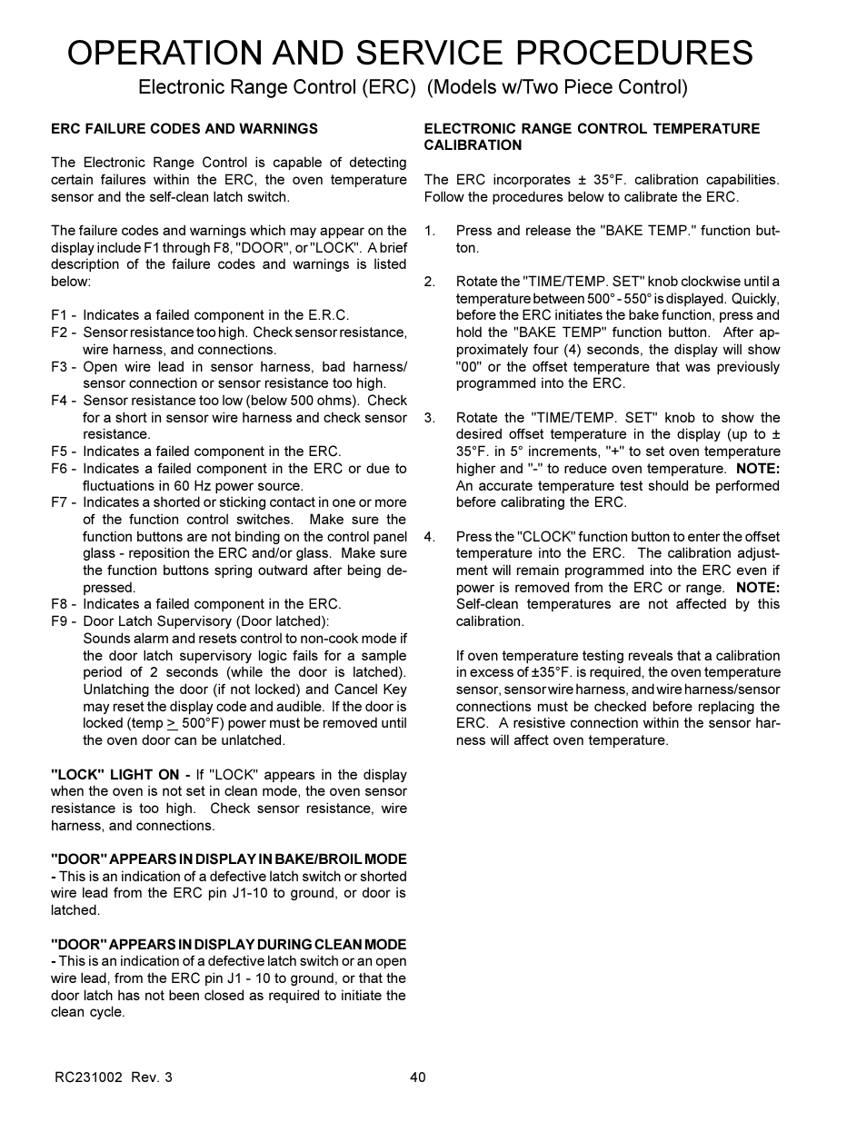 Operation and service procedures | Amana RSS User Manual | Page 41 / 124