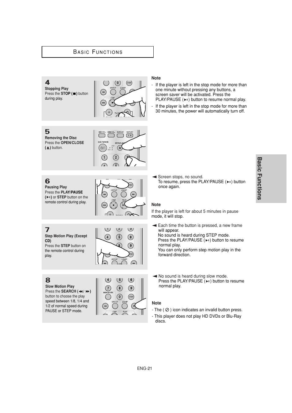 Basic functions b | Samsung DVD-1080P7-XAA User Manual | Page 21 / 65