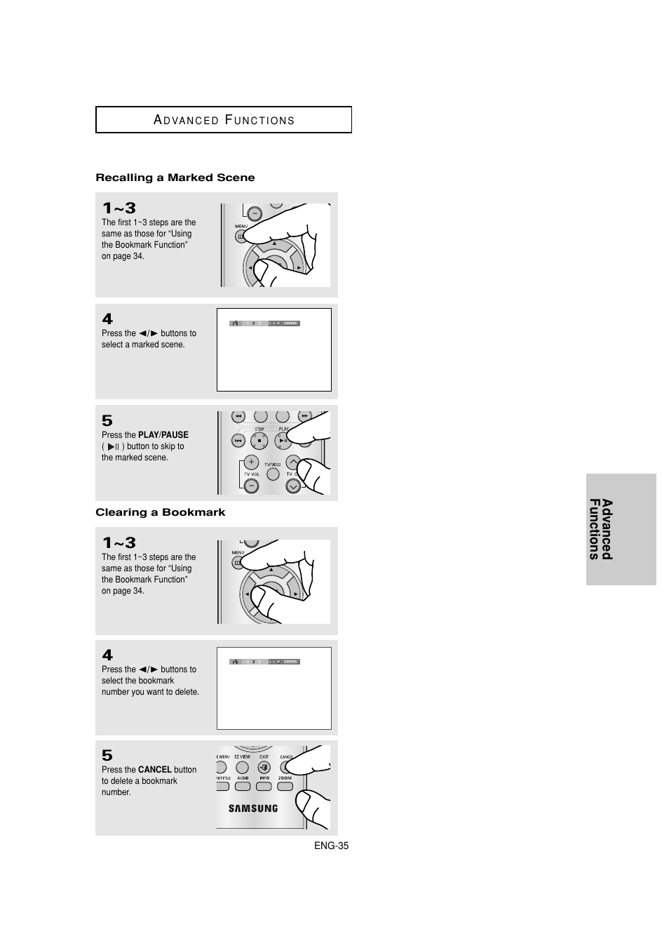 Advanced functions a | Samsung DVD-1080P7-XAA User Manual | Page 35 / 65