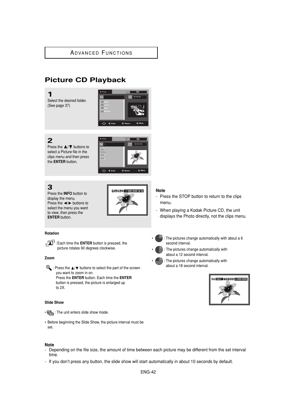 Picture cd playback | Samsung DVD-1080P7-XAA User Manual | Page 42 / 65