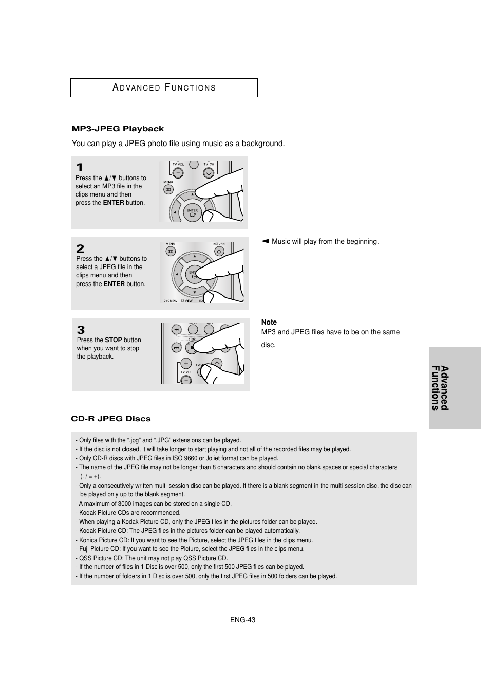 Advanced functions a | Samsung DVD-1080P7-XAA User Manual | Page 43 / 65