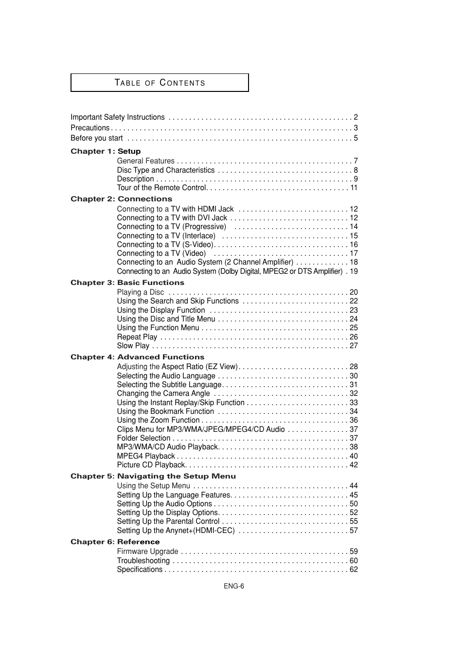 Samsung DVD-1080P7-XAA User Manual | Page 6 / 65