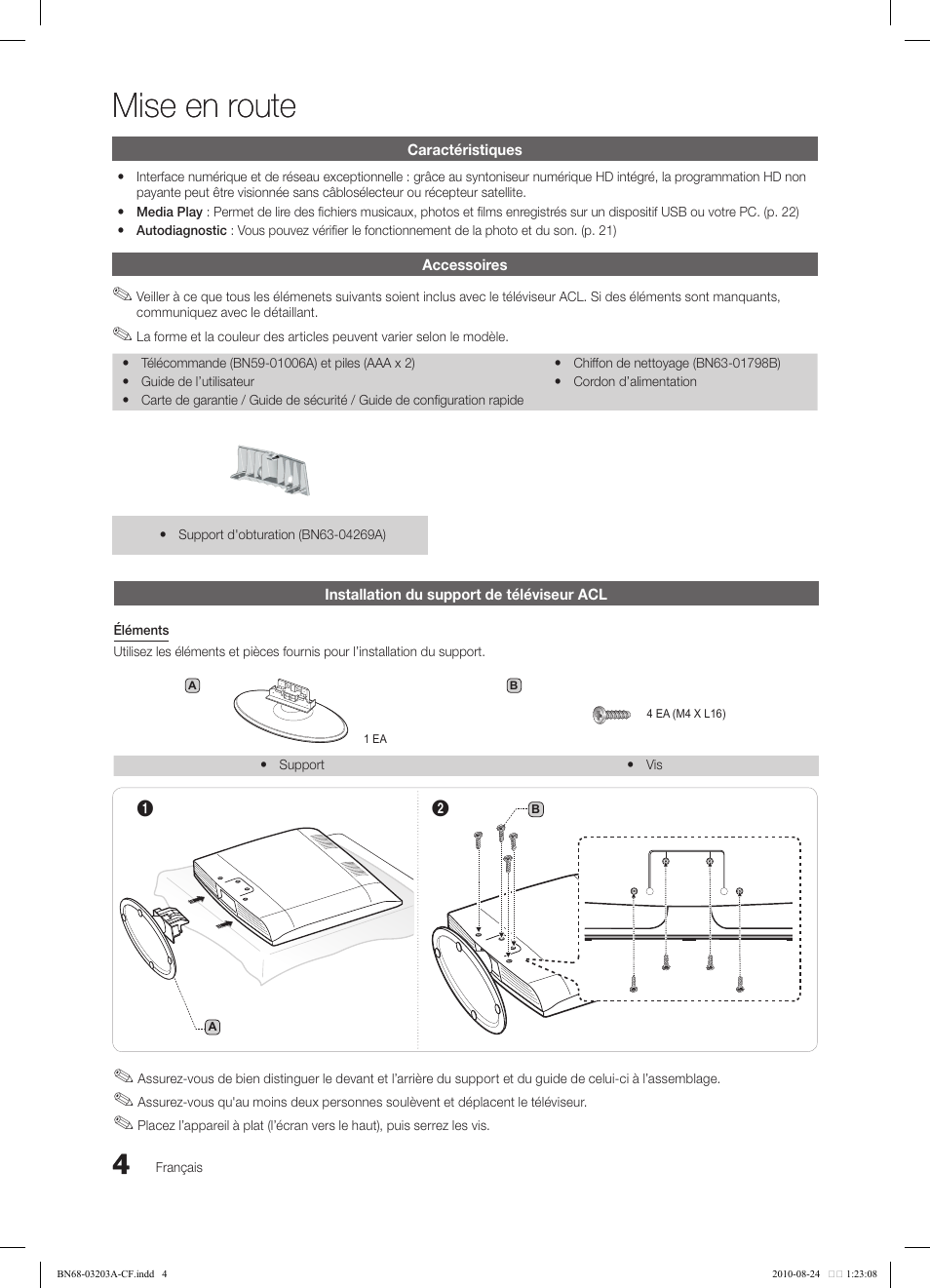 Mise en route | Samsung LN22C500B2FXZA User Manual | Page 74 / 105
