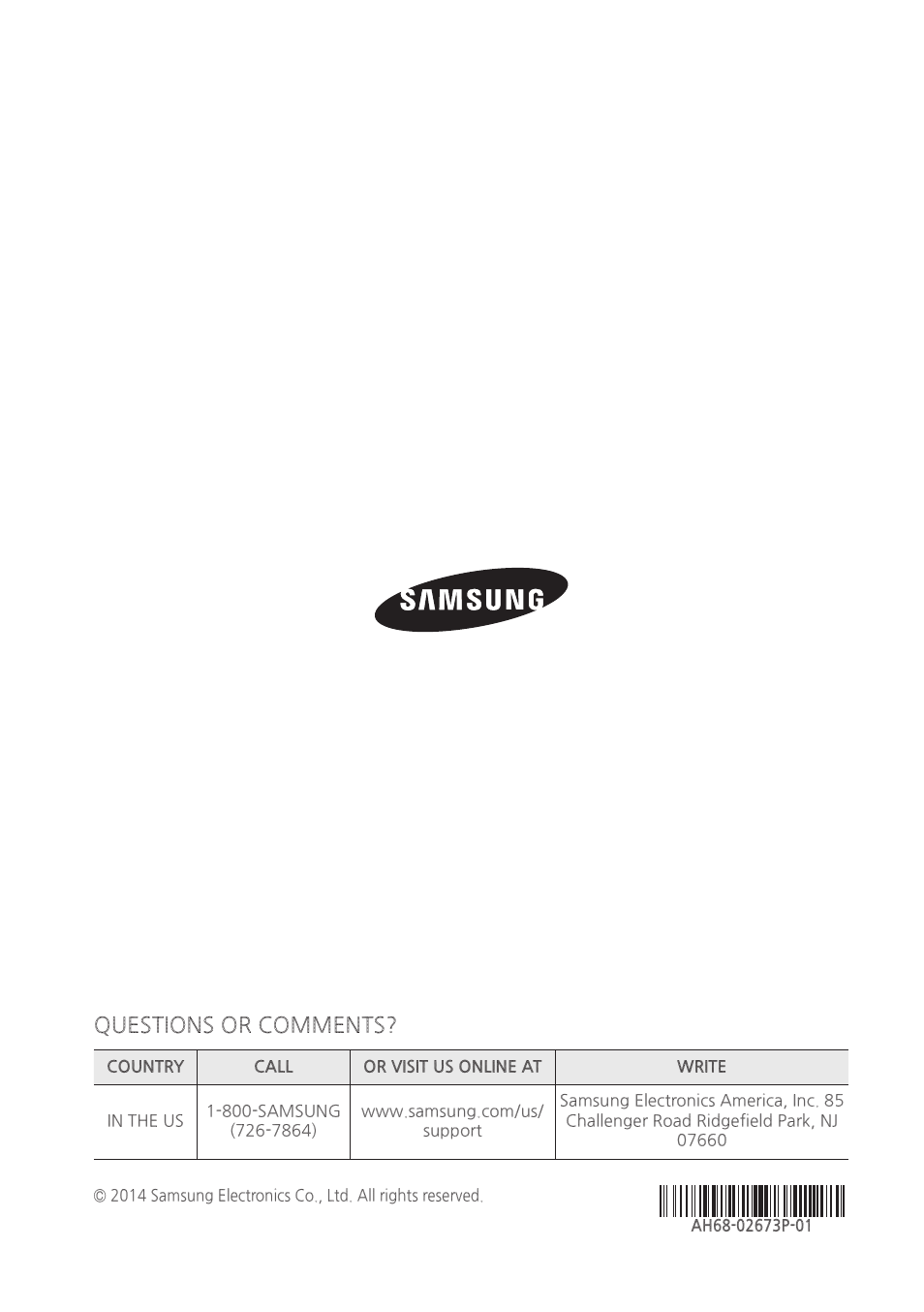 Questions or comments | Samsung HT-HM55-ZA User Manual | Page 47 / 47