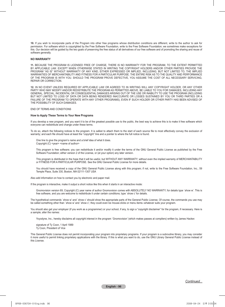 Samsung HL72A650C1FXZA User Manual | Page 96 / 195