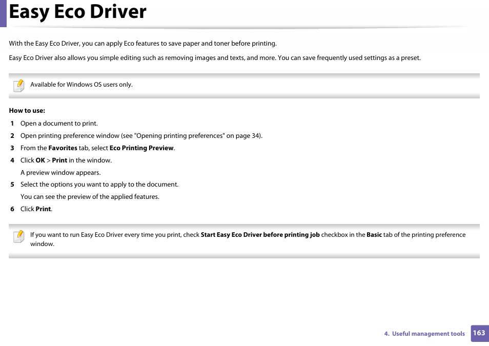 Easy eco driver | Samsung SL-C410W-XAA User Manual | Page 163 / 232