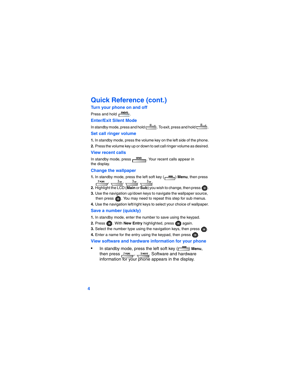 Quick reference (cont.) | Samsung SCH-A790ZKVXAR User Manual | Page 12 / 198
