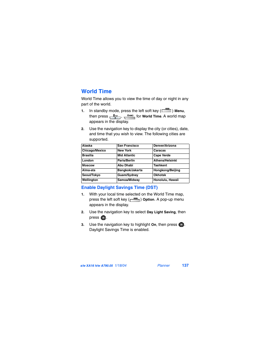 World time | Samsung SCH-A790ZKVXAR User Manual | Page 145 / 198