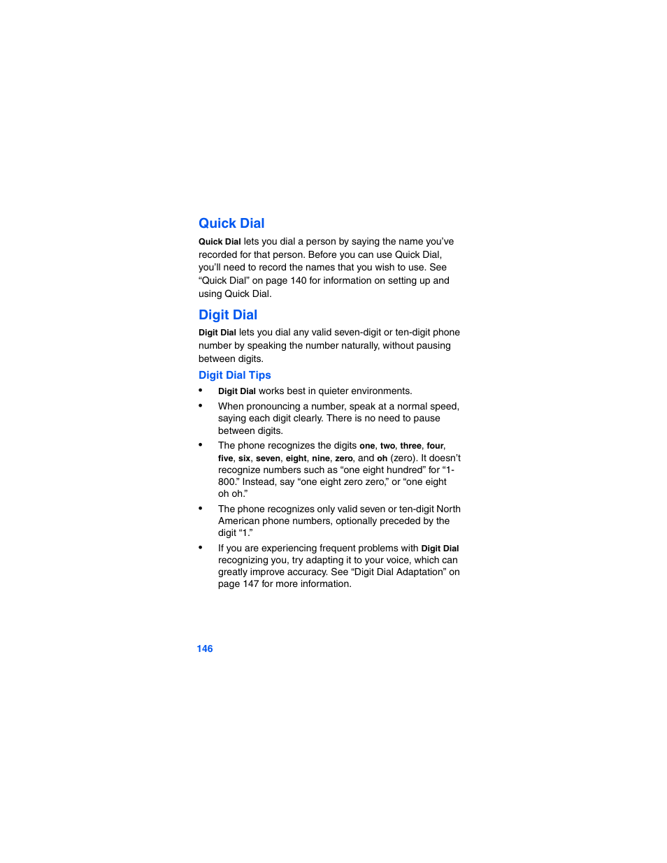 Quick dial, Digit dial | Samsung SCH-A790ZKVXAR User Manual | Page 154 / 198