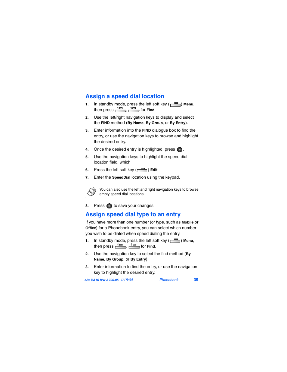 Assign a speed dial location, Assign speed dial type to an entry | Samsung SCH-A790ZKVXAR User Manual | Page 47 / 198