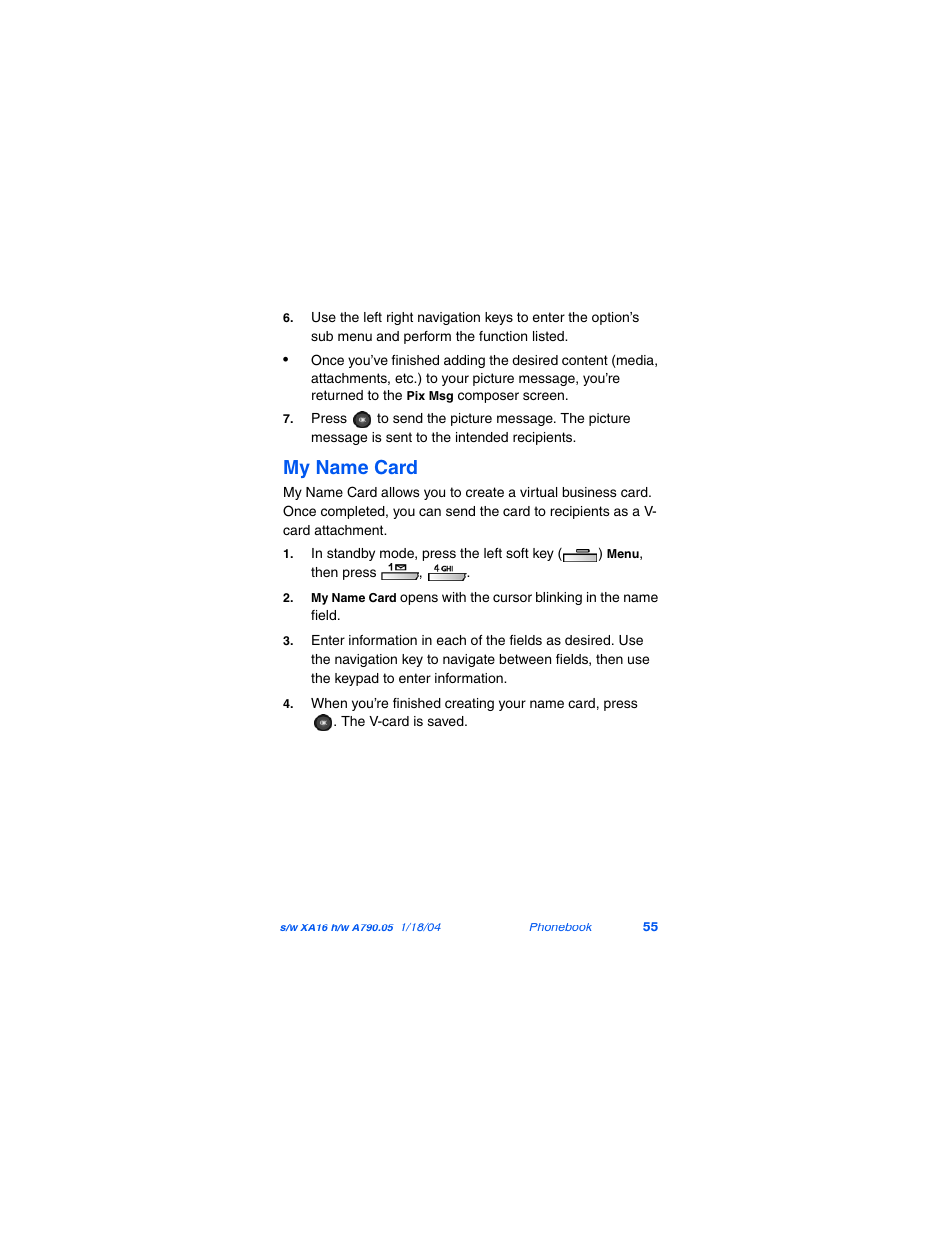 My name card | Samsung SCH-A790ZKVXAR User Manual | Page 63 / 198