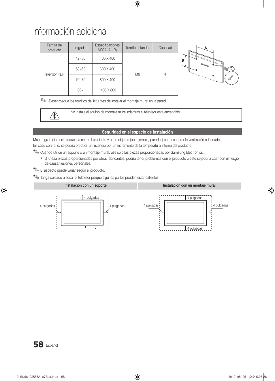 Información adicional | Samsung PN63C7000YFXZA User Manual | Page 124 / 198