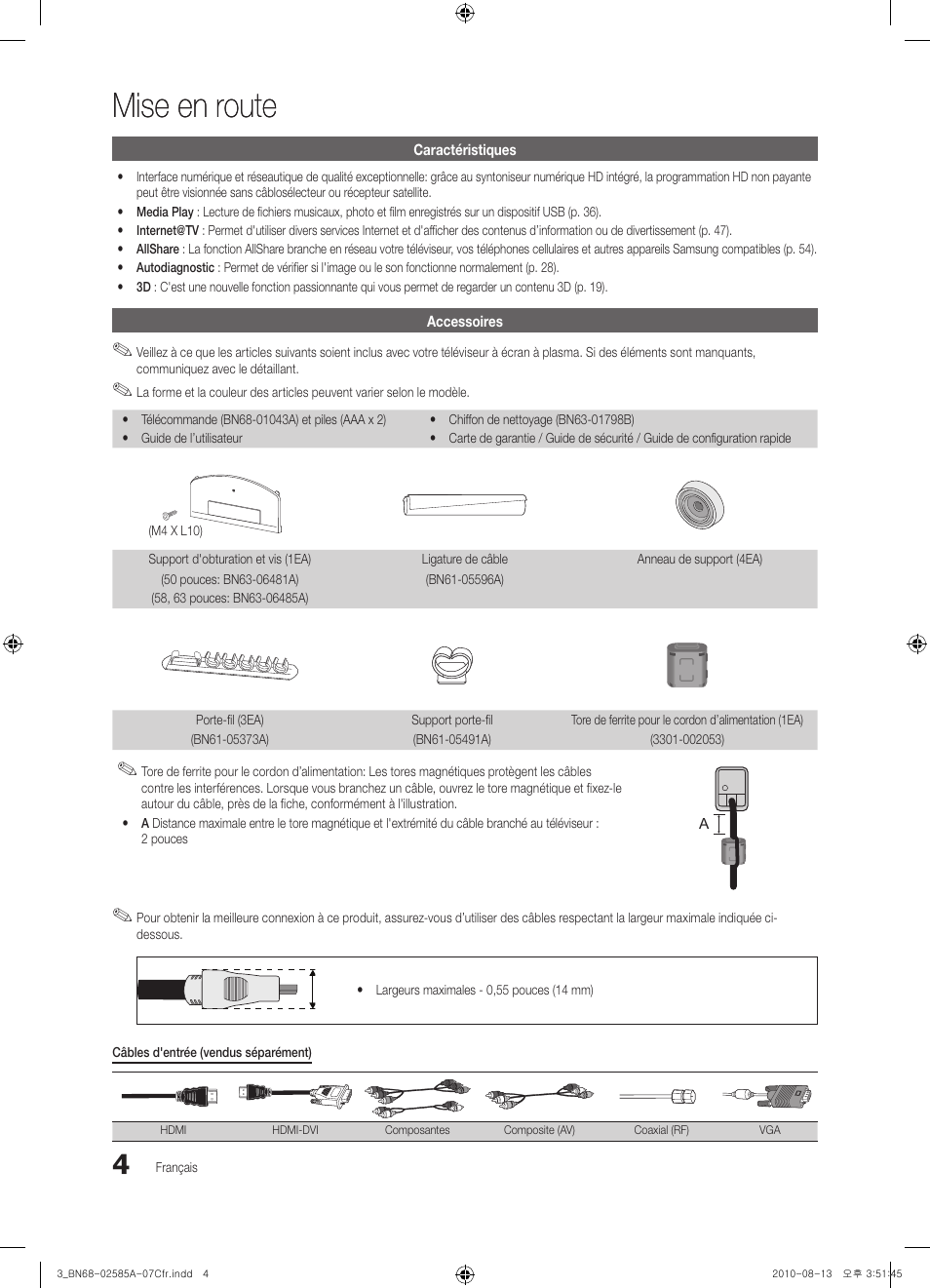 Mise en route | Samsung PN63C7000YFXZA User Manual | Page 136 / 198