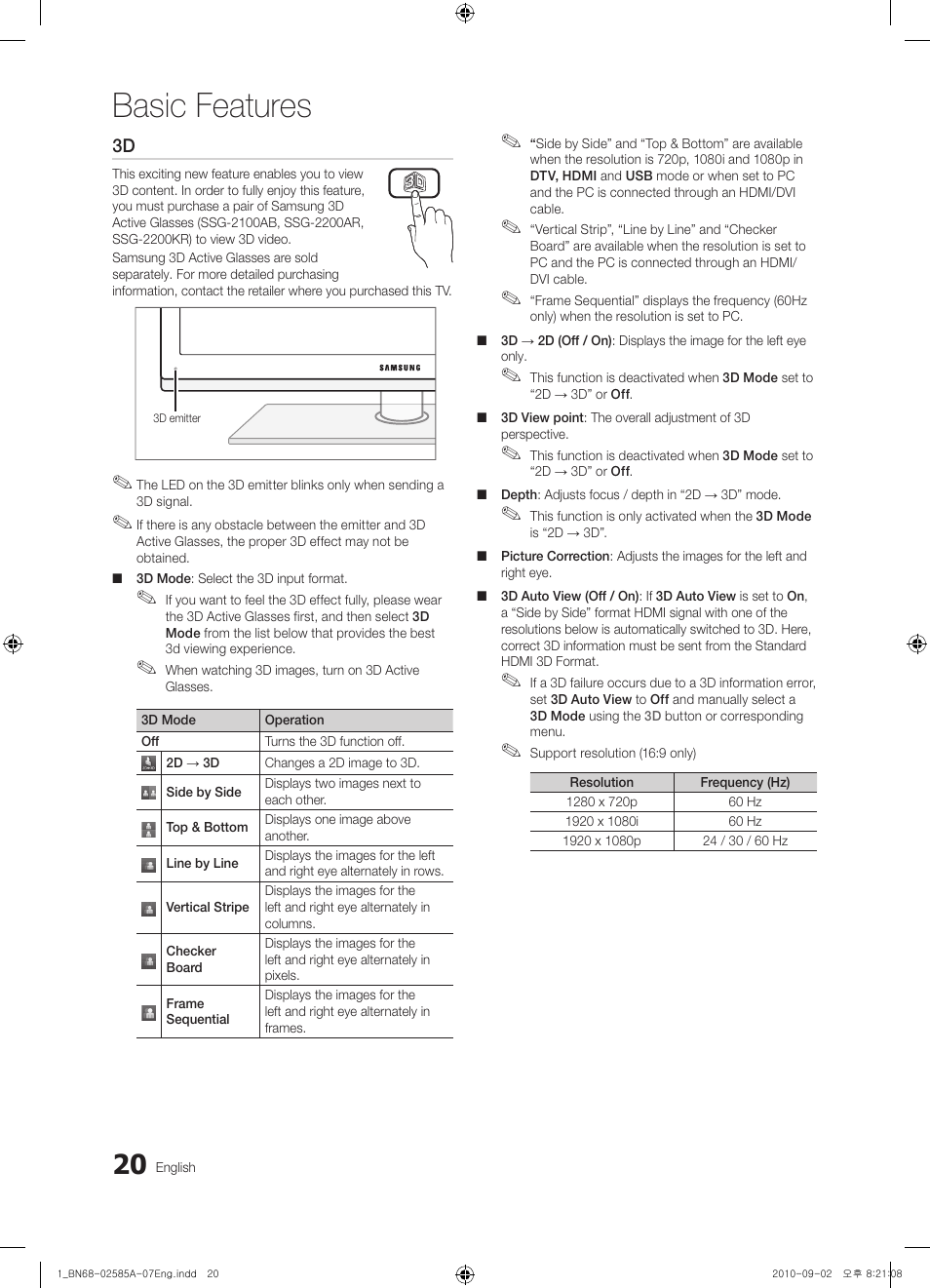 Basic features | Samsung PN63C7000YFXZA User Manual | Page 20 / 198