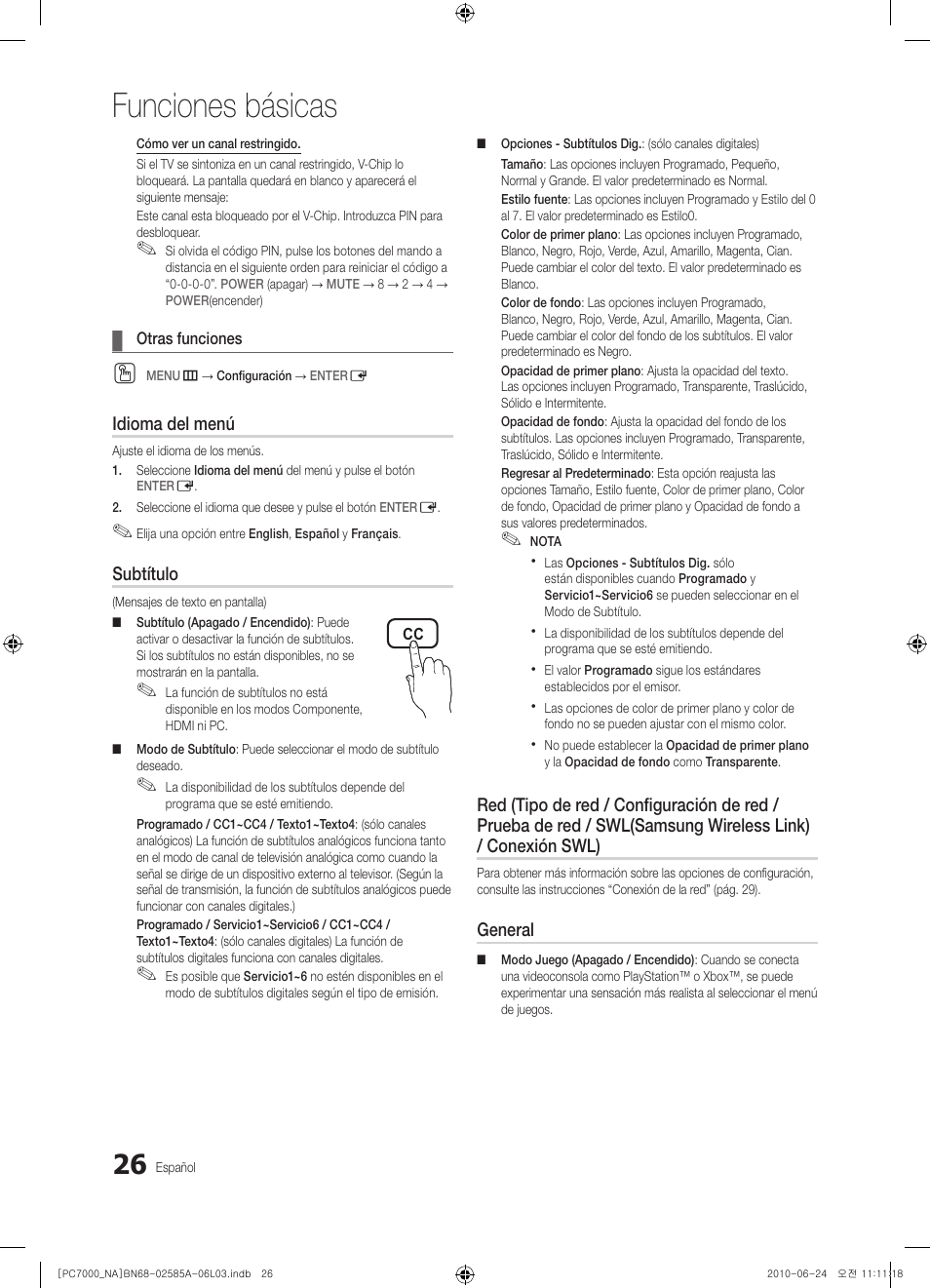 Funciones básicas | Samsung PN63C7000YFXZA User Manual | Page 92 / 198