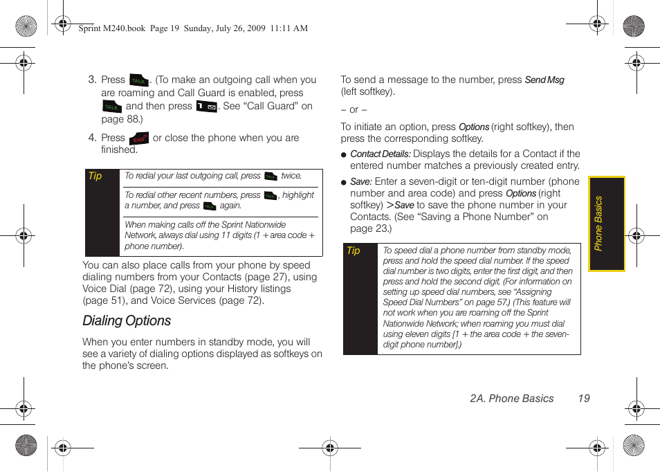 Dialing options | Samsung SPH-M240ZKASPR User Manual | Page 31 / 137