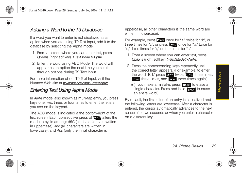 Adding a word to the t9 database, Entering text using alpha mode | Samsung SPH-M240ZKASPR User Manual | Page 41 / 137