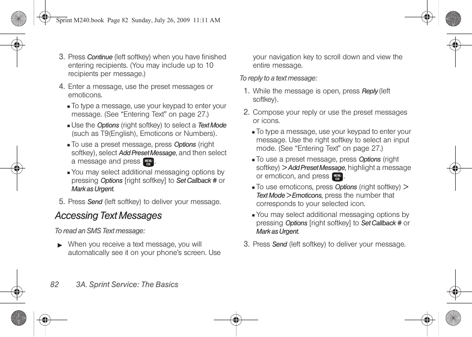 Accessing text messages | Samsung SPH-M240ZKASPR User Manual | Page 94 / 137