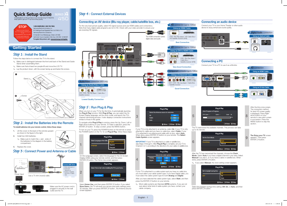 Samsung LN19D450G1DXZA User Manual | 2 pages
