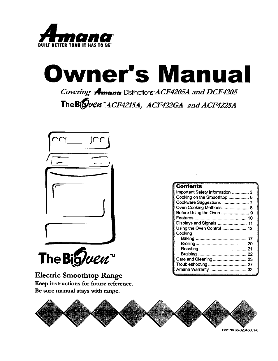 Amana THE BIG OVEN ACF4215A User Manual | 28 pages