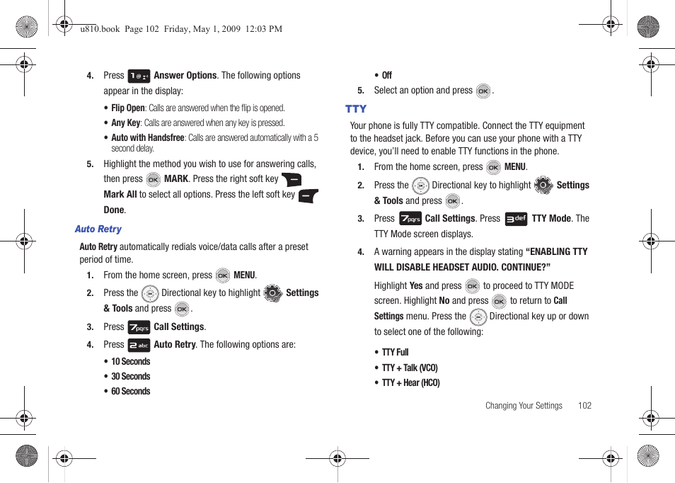 Auto retry | Samsung SCH-U810GNAVZW User Manual | Page 105 / 169