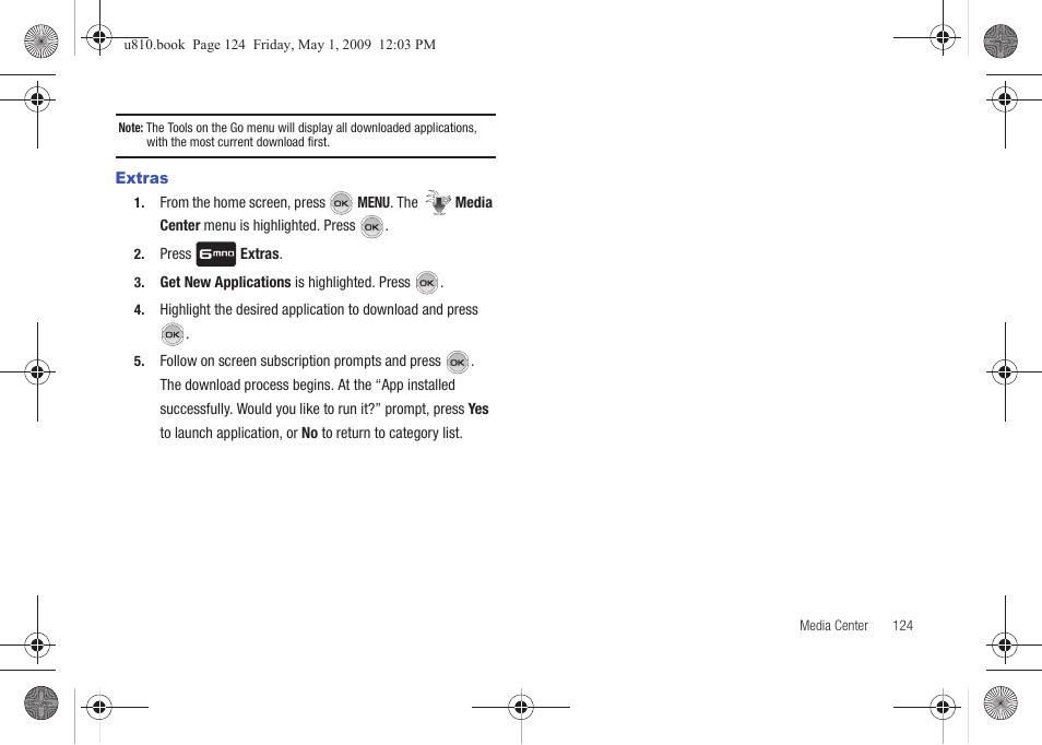 Extras | Samsung SCH-U810GNAVZW User Manual | Page 127 / 169