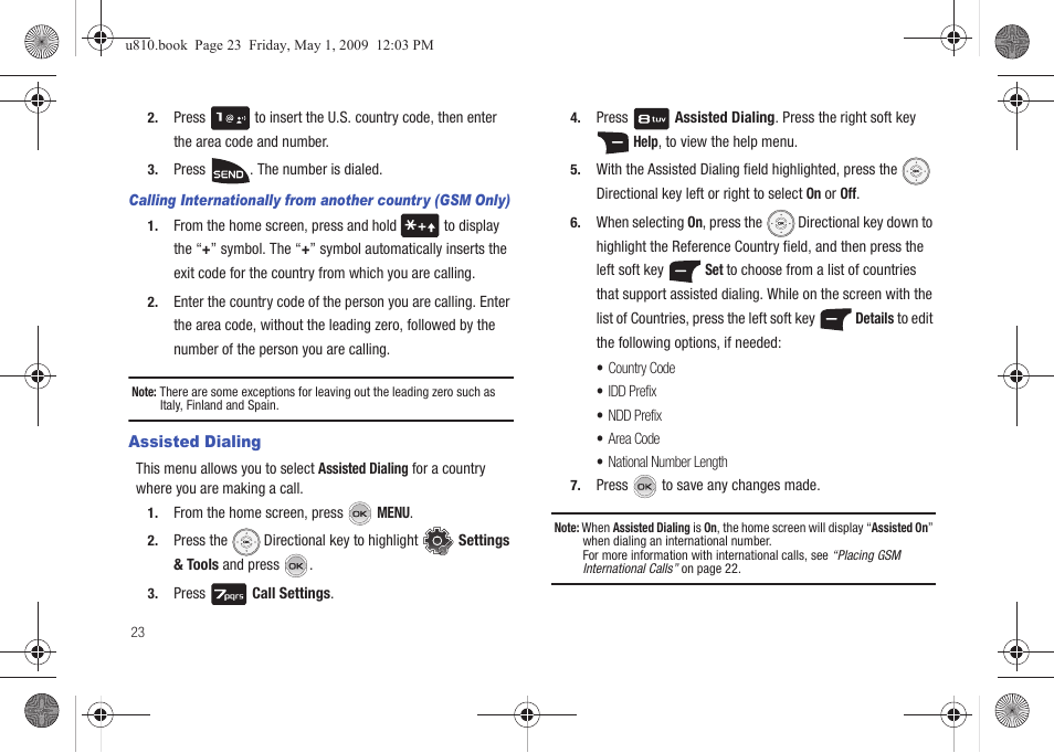 Assisted dialing | Samsung SCH-U810GNAVZW User Manual | Page 26 / 169