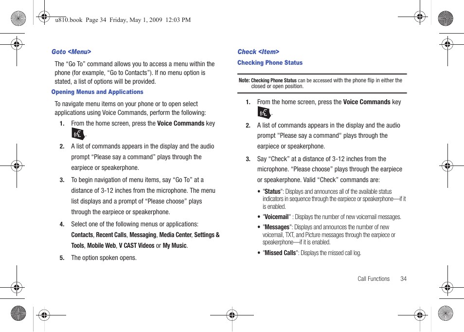 Goto <menu, Check <item | Samsung SCH-U810GNAVZW User Manual | Page 37 / 169