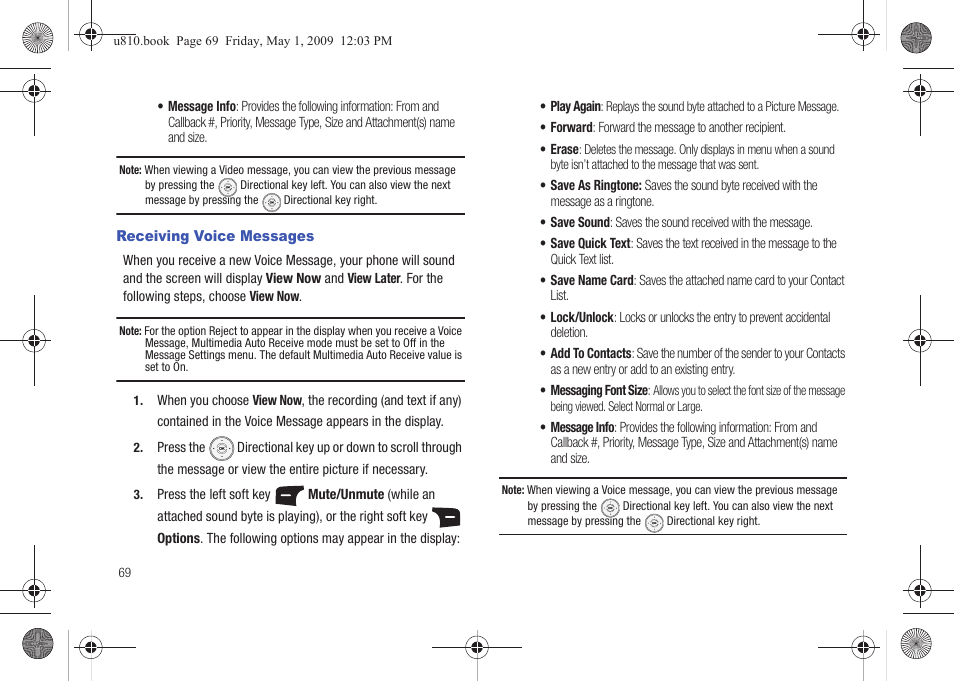 Receiving voice messages | Samsung SCH-U810GNAVZW User Manual | Page 72 / 169