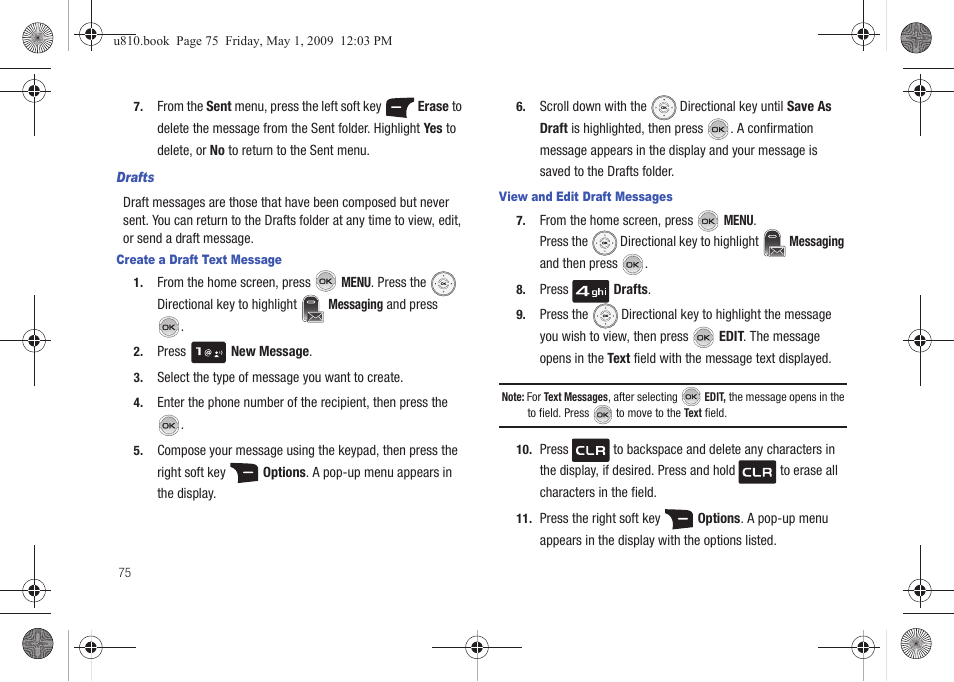 Drafts | Samsung SCH-U810GNAVZW User Manual | Page 78 / 169