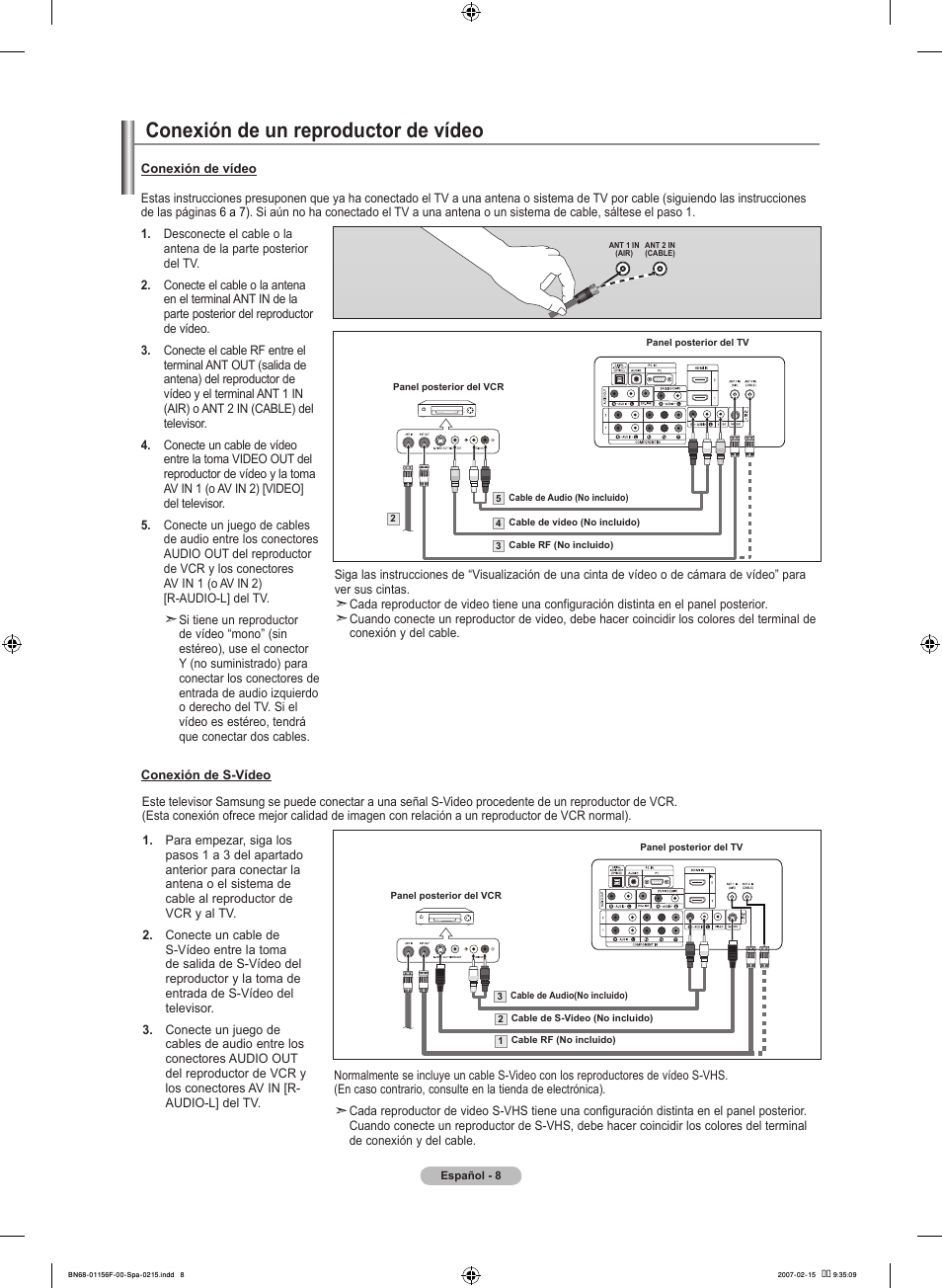 Conexión de un reproductor de vídeo | Samsung LNT4066FX-XAA User Manual | Page 98 / 178