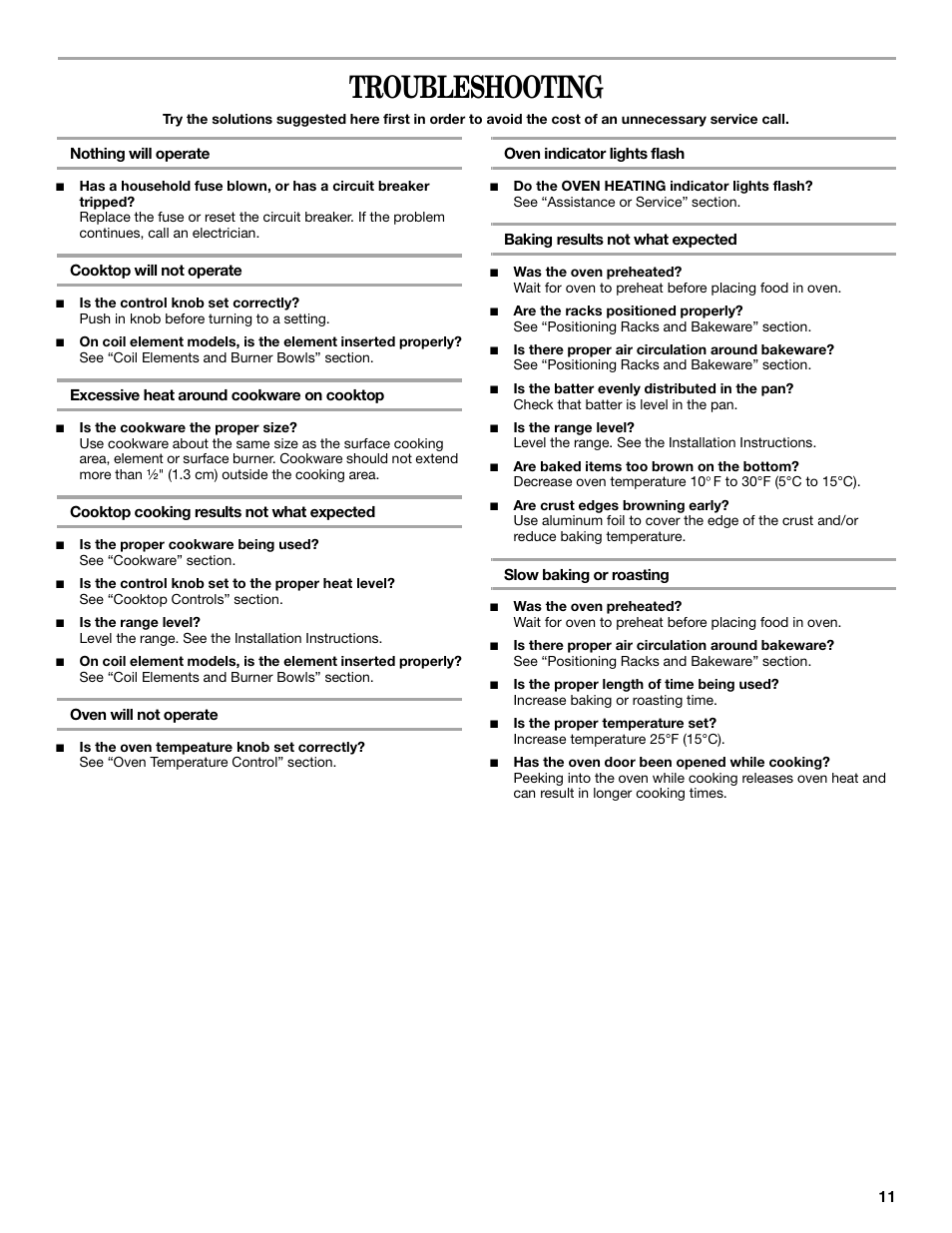 Troubleshooting | Amana W10181328A User Manual | Page 11 / 24