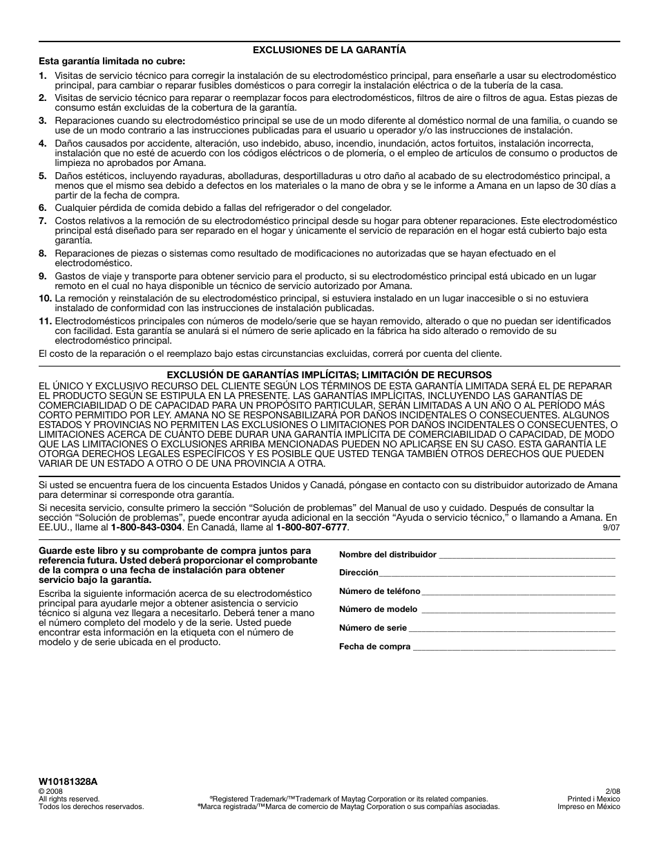 Amana W10181328A User Manual | Page 24 / 24