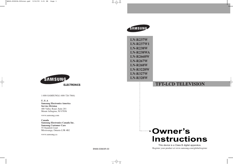 Samsung LNR238WAX-XAA User Manual | 88 pages