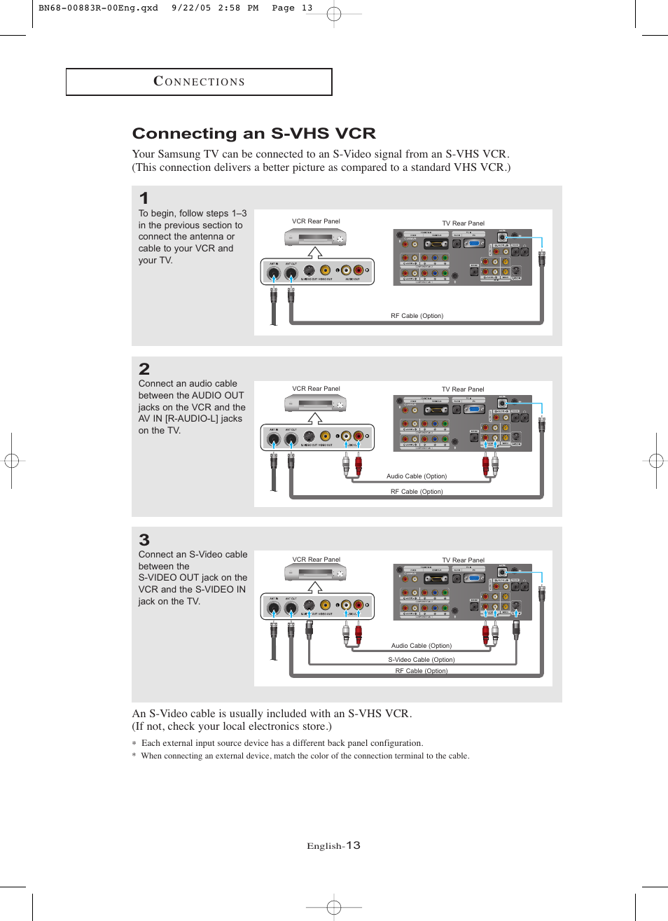 Connecting an s-vhs vcr | Samsung LNR238WAX-XAA User Manual | Page 18 / 88