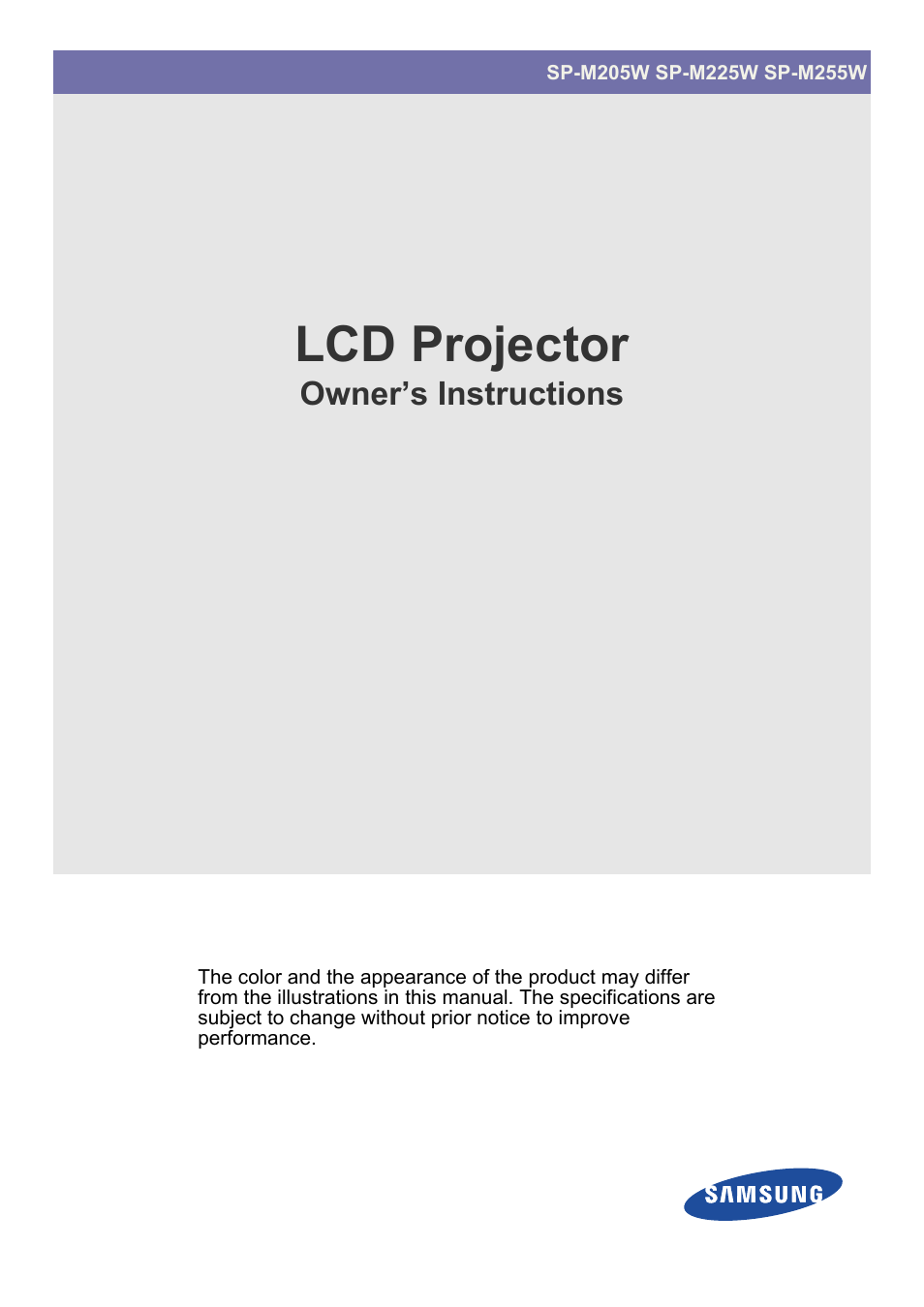 Samsung SP2553XWX-ZA User Manual | 89 pages