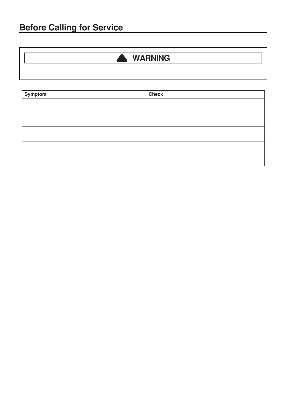 Before calling for service, Warning | Amana LD10D2 User Manual | Page 14 / 16