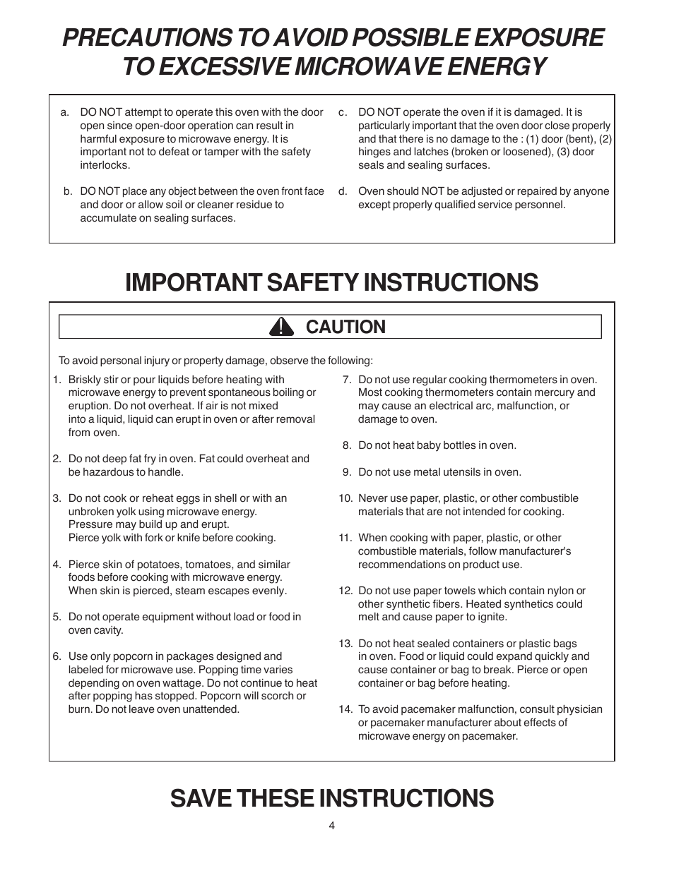 Caution | Amana LD10D2 User Manual | Page 4 / 16