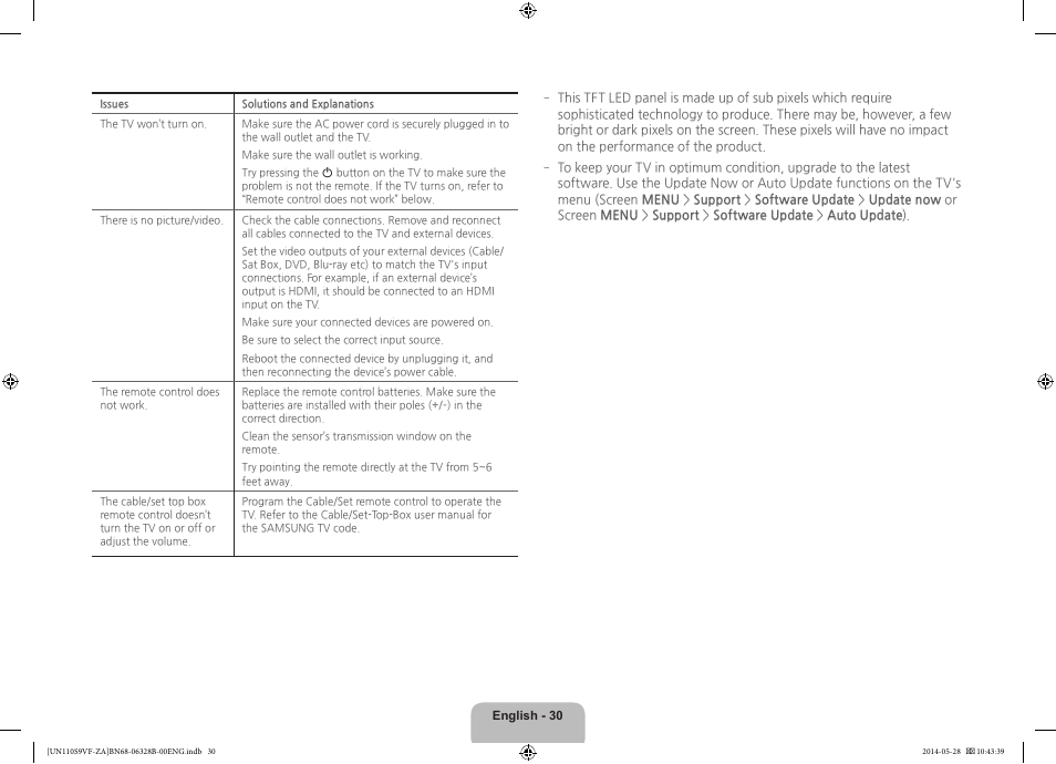 Samsung UN110S9VFXZA User Manual | Page 30 / 41